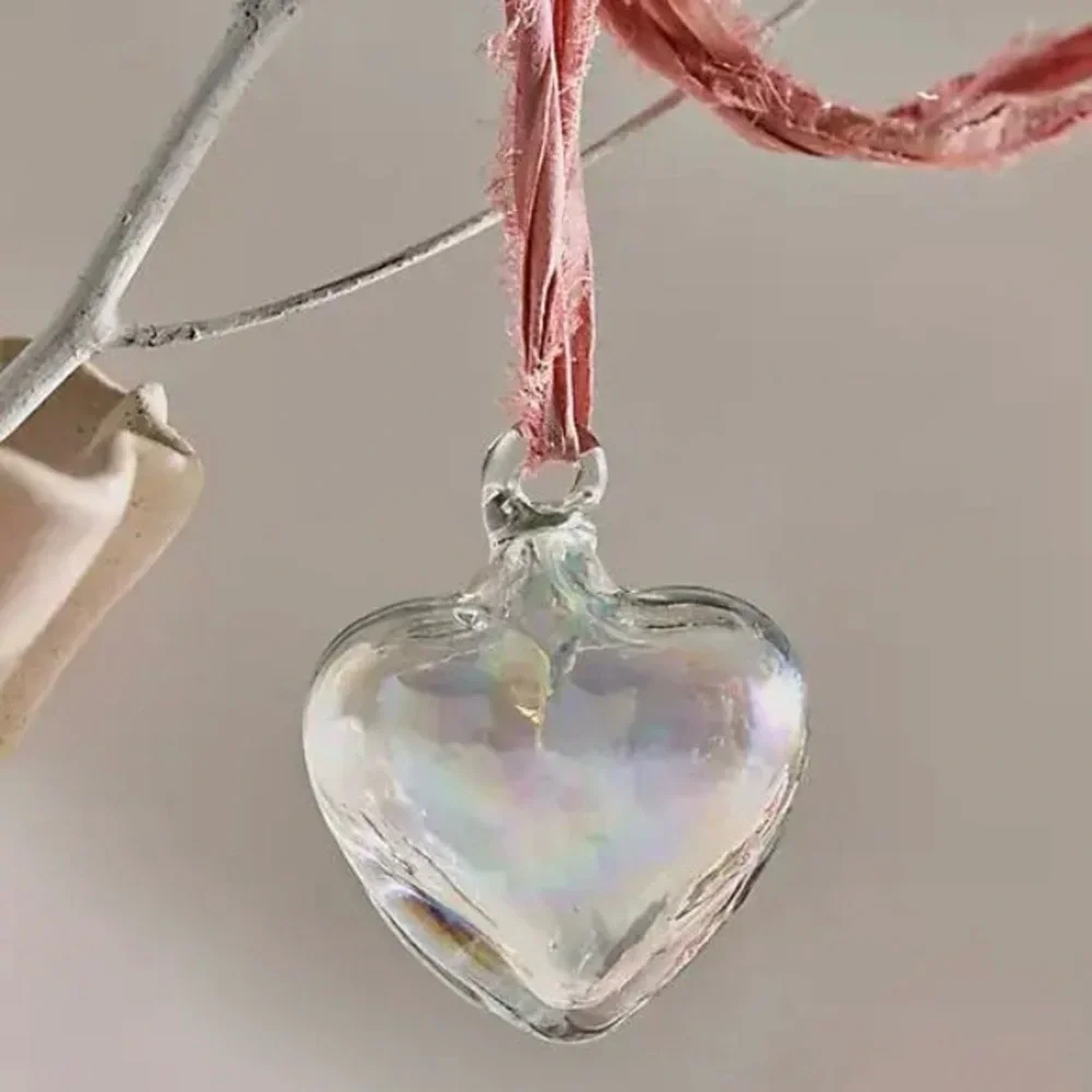 Anthropologie x Terrain Hand Blown Clear Recycled Glass Heart Ornament 3” NWT